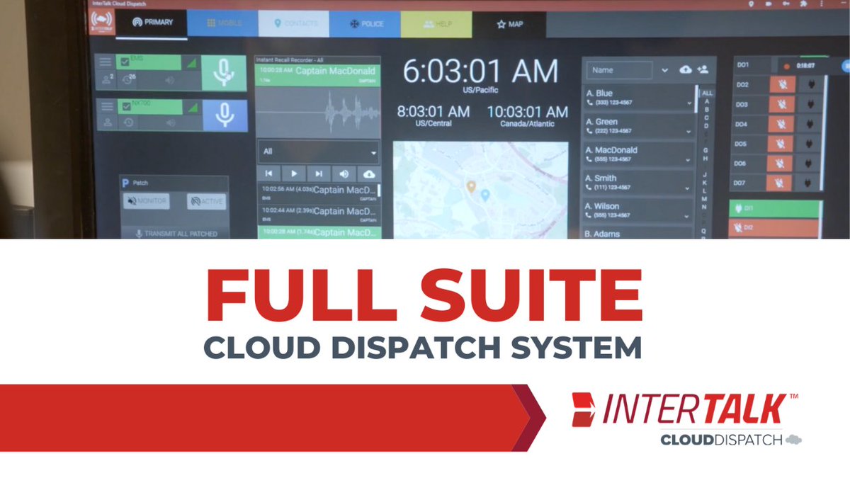 InterTalk's tweet image. Looking for a FULL SUITE system? InterTalk Cloud Dispatch is a console that allows you to maximize your dispatch operation’s potential. Discover the InterTalk advantage: intertalksystems.com/products/cloud… 
#clouddispatch #dispatchconsole #technology #cloud #publicsafety #radio