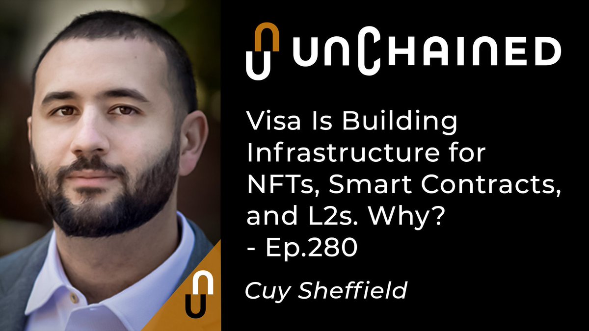 On <a href="/Unchained_pod/">Unchained</a>, Visa’s Head of Crypto <a href="/cuysheffield/">Cuy Sheffield</a> dives into…

* <a href="/Visa/">Visa</a>’s crypto game plan: NFTs, CBDCs, + cross-chain payments
* what stablecoins are ~actually~ being used for
* how crypto is enabling financial inclusion and empowerment

Link: buff.ly/3t4pUE9