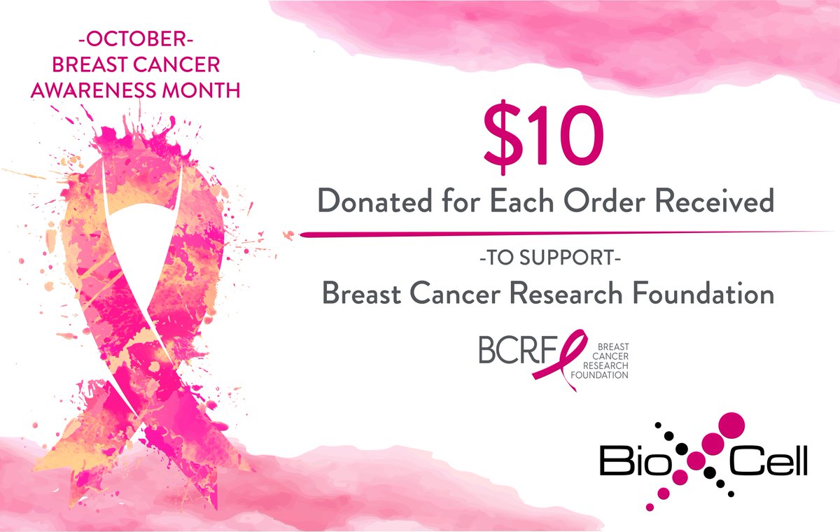 October is Breast Cancer Awareness Month. For every order received this month, we will donate $10 to support Breast Cancer Research Foundation. Join us in the fight against breast cancer. #Bio_X_Cell #invivoantibody #BeTheEnd #ResearchIsTheReason #BreastCancerAwarenessMonth