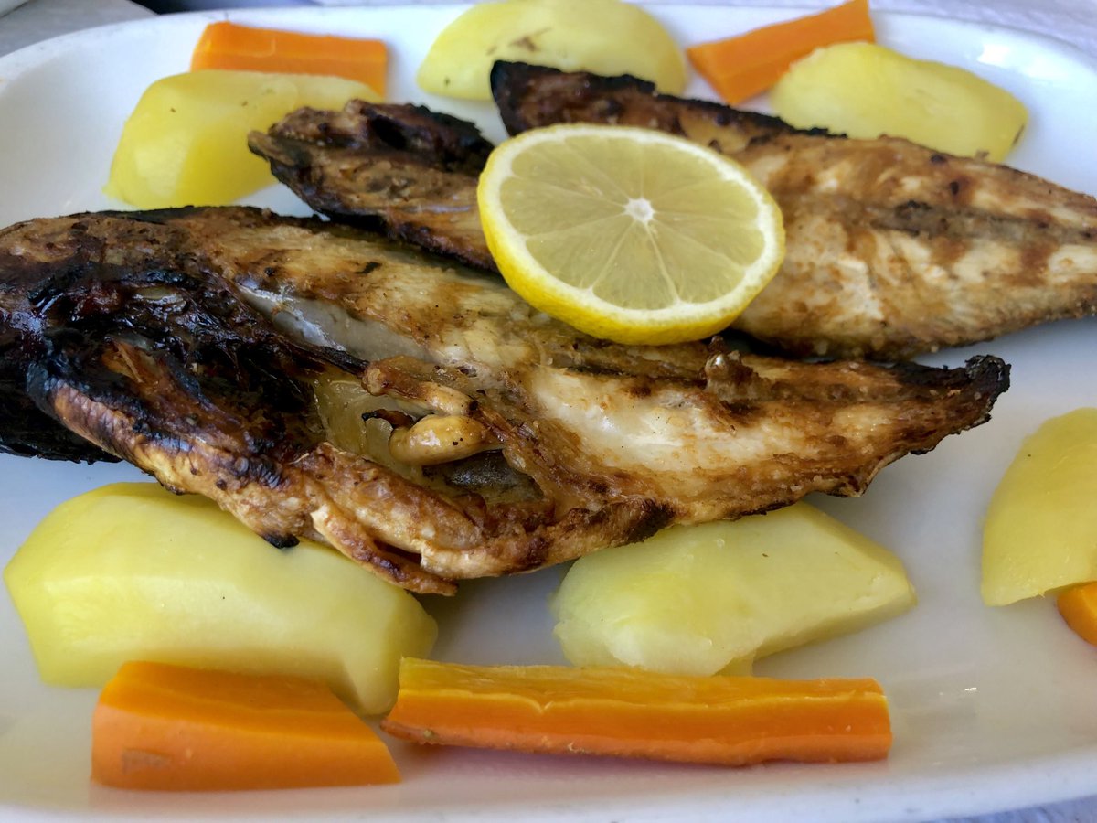 Averyslondon's tweet photo. Trip out to our local Garden Centre today. Stopped for lunch and enjoyed beautiful #Dourada (Sea Bream) cooked #Portuguese style 👌@TheCat_Max @Averyslondon https://t.co/yZrCV3JkIE