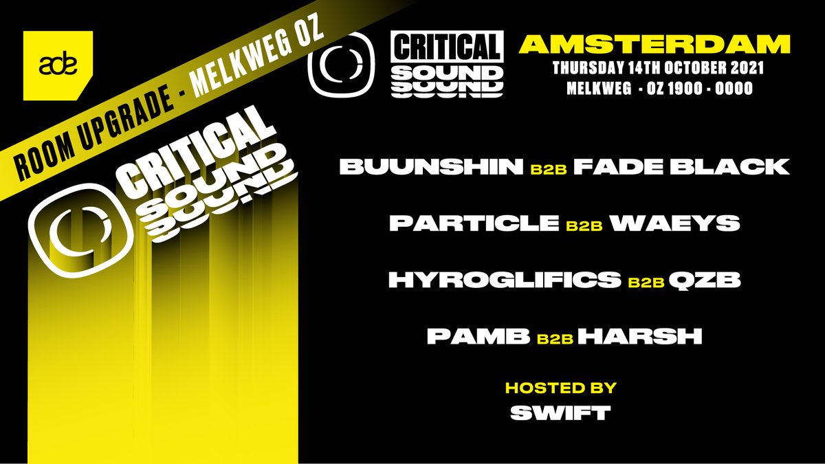 CriticalMusic's tweet image. This Thursday we head to Amsterdam @ADE_NL  for #CriticalSound at @melkweg / 

Tickets are moving fast!
🎟 ticketmaster.nl/event/269217
