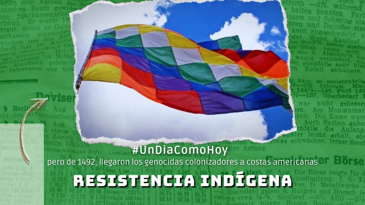 HistoriaPop's tweet photo. #UnDiaComoHoy pero de 1492 llegaban a nuestro continente los conquistadores, los genocidas colonizadores saqueadores.
Nuestras tierras originarias habitada por sus pueblos fueron devastadas por la corona ���🇸 para expandir su territorio y buscar metales y materia prima. https://t.co/1Ny3I3lVmr