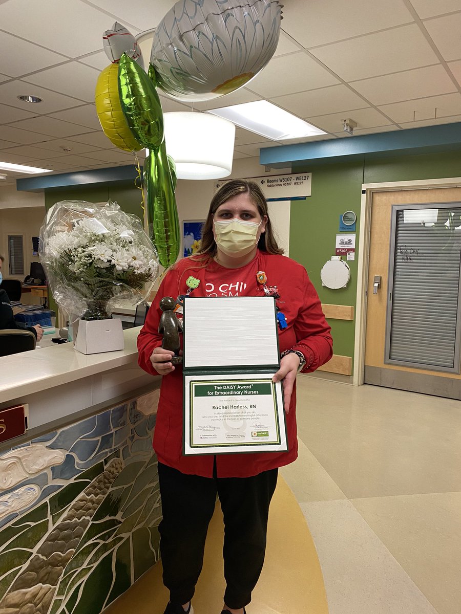 We celebrated Rachel Harless 5W RN this morning as our March 2021 DAISY Winner. Rachel was recognized for her positive attitude and bond she formed with her patient. #RNExcellence <a href="/DAISY4Nurses/">DAISY Foundation</a> <a href="/RileyChildrens/">Riley Children's</a> <a href="/IUHealthTeam/">IU Health Team</a>