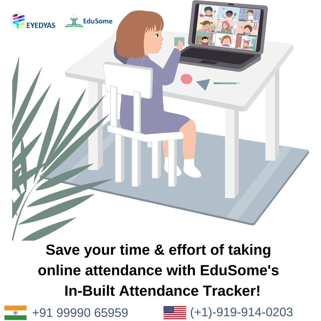 edu_some's tweet photo. Finding it difficult to keep track of the student’s attendance in online classes?
#EduSome provide an easy to use platform enabling you capture online class attendance automatically!
To book a free demo, check out https://t.co/l1CilhmsfK or give a ring on +91 99990 65959 #EyeDyas https://t.co/Gji9McTQBk