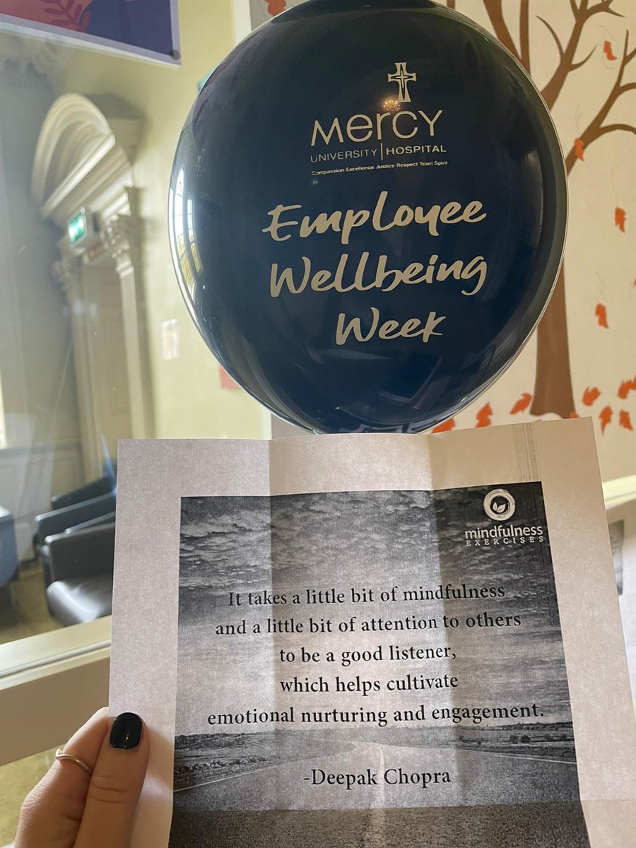 #ThisIsMercy the MUH Employee Wellbeing Week #TheMercyWay is underway <a href="/Mercycork/">Mercy University Hospital Cork</a> Lots of treats and events with practical tips and info available all week for our staff <a href="/paulreiddublin/">Paul Reid</a> <a href="/HSELive/">HSE Ireland</a> @HrSswhg <a href="/mercy_nursing/">Mercy University Hospital Cork Nursing</a>