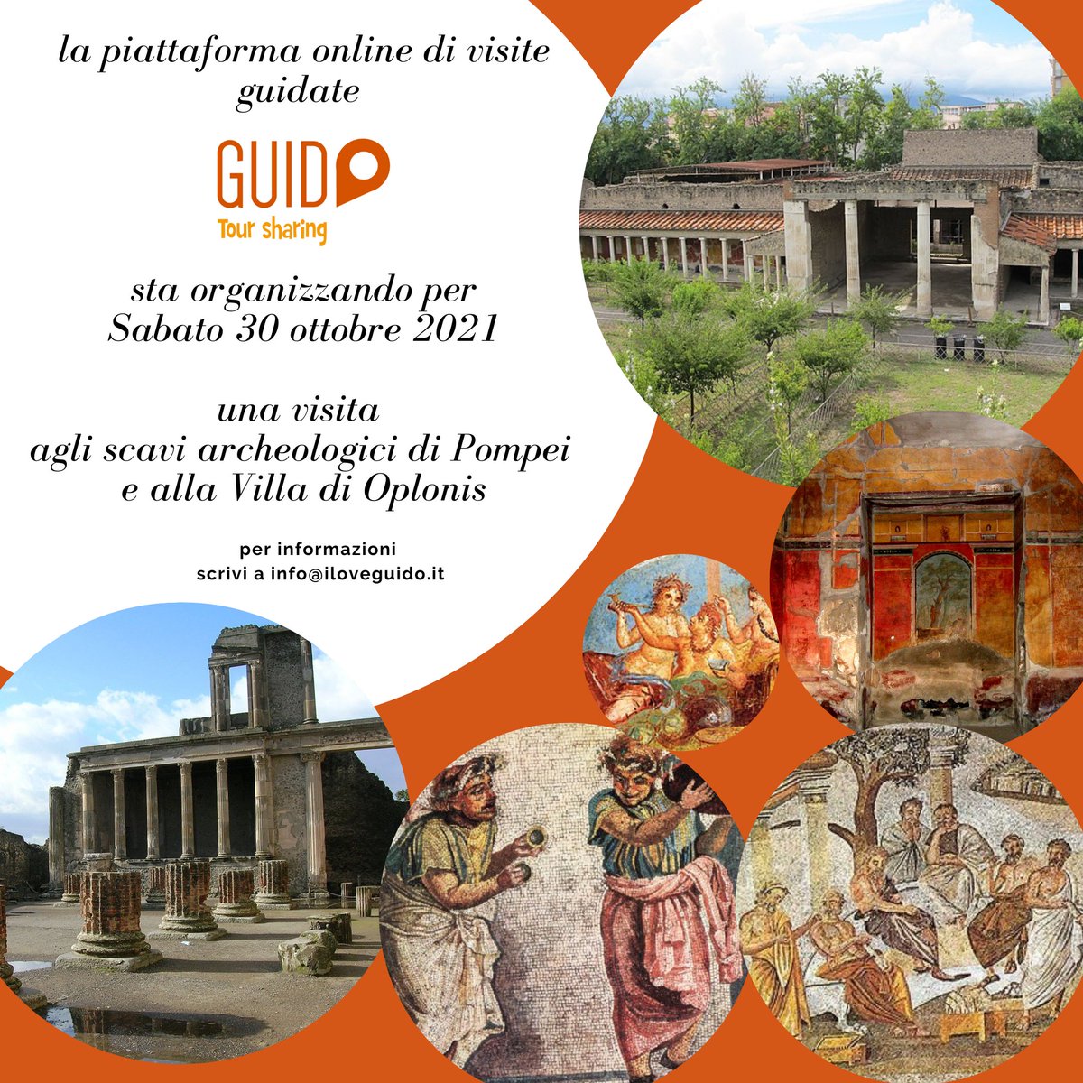 toursharing's tweet photo. #Guido sta organizzando per sabato 30 ottobre 2021 una visita agli scavi archeologici di #Pompei e alla #VilladiOplontis.
Partecipa anche tu alla visita di questi capolavori sepolti andando alla scoperta di domus, botteghe e pitture di inestimabile valore. 
👉 info@iloveguido.it https://t.co/fzUN3gTNzF