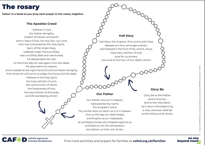 CAFODprayer's tweet photo. #May is the month of #Mary and we invite you to join us in praying the #rosary for our world  📿 🙏🏽
Find our rosary resources (including this colouring sheet for children) here: https://t.co/3sB1SkShuX https://t.co/7T8QKLmVrG