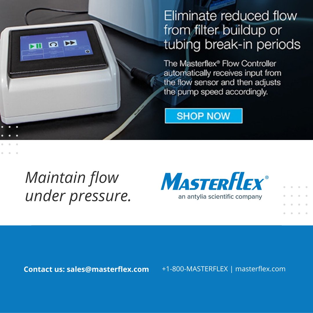 Maintain flow under pressure with our new Flow Controller. It automatically receives input from the flow sensor and then adjusts the pump speed accordingly. Learn more: bit.ly/3lRDxoM. 

#AntyliaScientific #Masterflex #ScienceCantWait