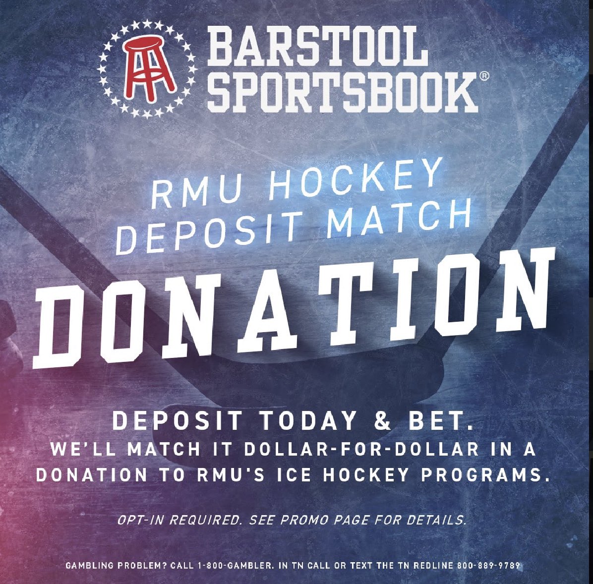 We want to help the <a href="/RMU/">Robert Morris University</a> men’s and women’s hockey programs. 

So deposit today on the <a href="/BSSportsbook/">Bullshit Sportsbook</a> and bet and we will match DOLLAR FOR DOLLAR with every dime going to RMU Hockey. 

Barstoolsportsbook.com
