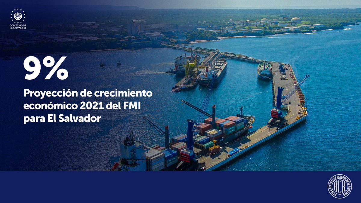 bcr_sv's tweet photo. El Fondo Monetario Internacional (@FMInoticias) anunció que El Salvador tendrá un crecimiento económico del 9% en el 2021, según su última actualización, confirmando la proyección realizada por el BCR.

https://t.co/Bh8XGeQwXX https://t.co/xaug1GpEwl