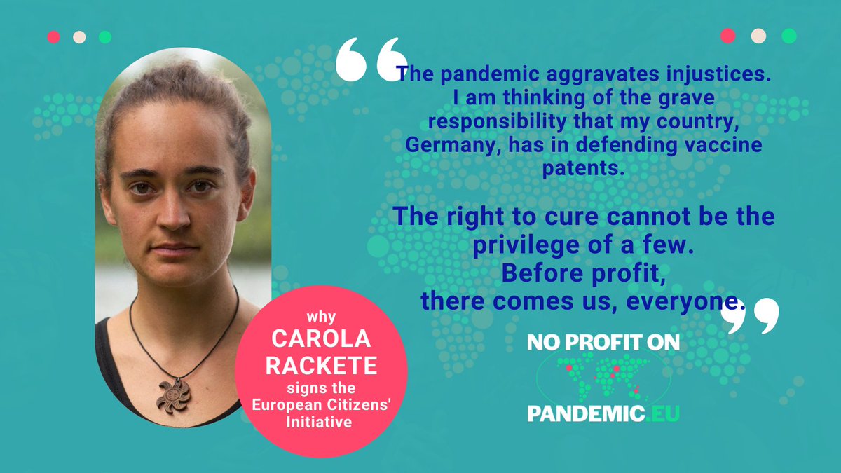 Sign the European Citizens Initiative at noprofitonpandemic.eu  like Carola Rackete.