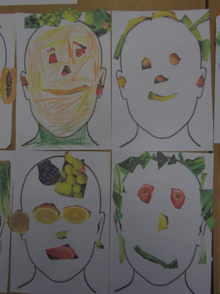 ByronSchool's tweet photo. 1T created their own pictures inspired by the work of Carl Werner. What fruits and vegetables can you spot? #art #fruitfaces #carlwerner https://t.co/66KzK23VuS