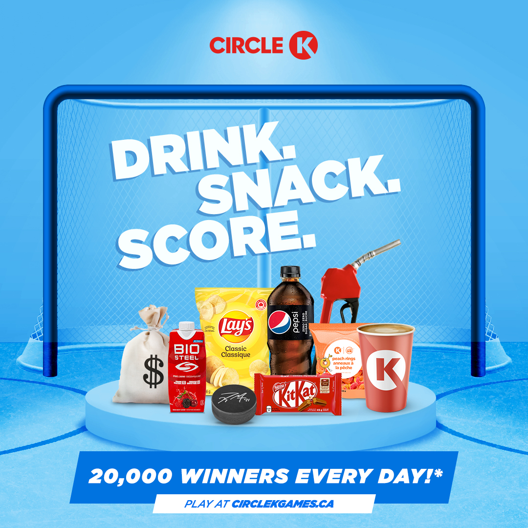 circlekcan's tweet image. It's the game you've been waiting for! #DrinkSnackScore

Play every day for your chance to WIN* grand, weekly, and daily instant prizes! Click here: bit.ly/3Ao6C0j

*Conditions and restrictions apply. For contest rules and how to play, visit: hockey.circlekgames.ca/rules