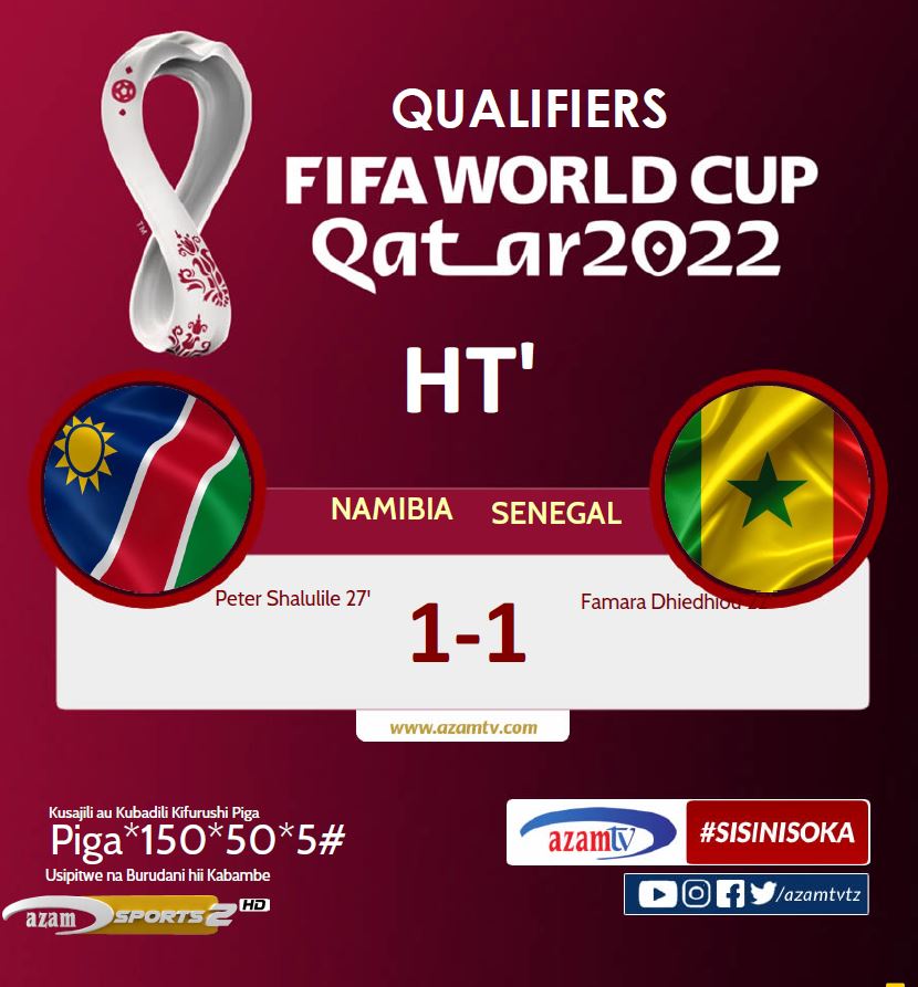 azamtvtz's tweet photo. MAPUMZIKO | #KufuzuKombeLaDunia
HT: Namibia 1-1 Senegal
LIVE #AzamSports2HD
#WCQ #WorldCup #WrldCupQualifiers #FIFAWCQ #FIFAWC2022 #FIFA #Namibia #Senegal #KombeLaDunia #Qatar #Katar #AzamTVUpdates #SisiNiSoka https://t.co/L0wc8VbSg9