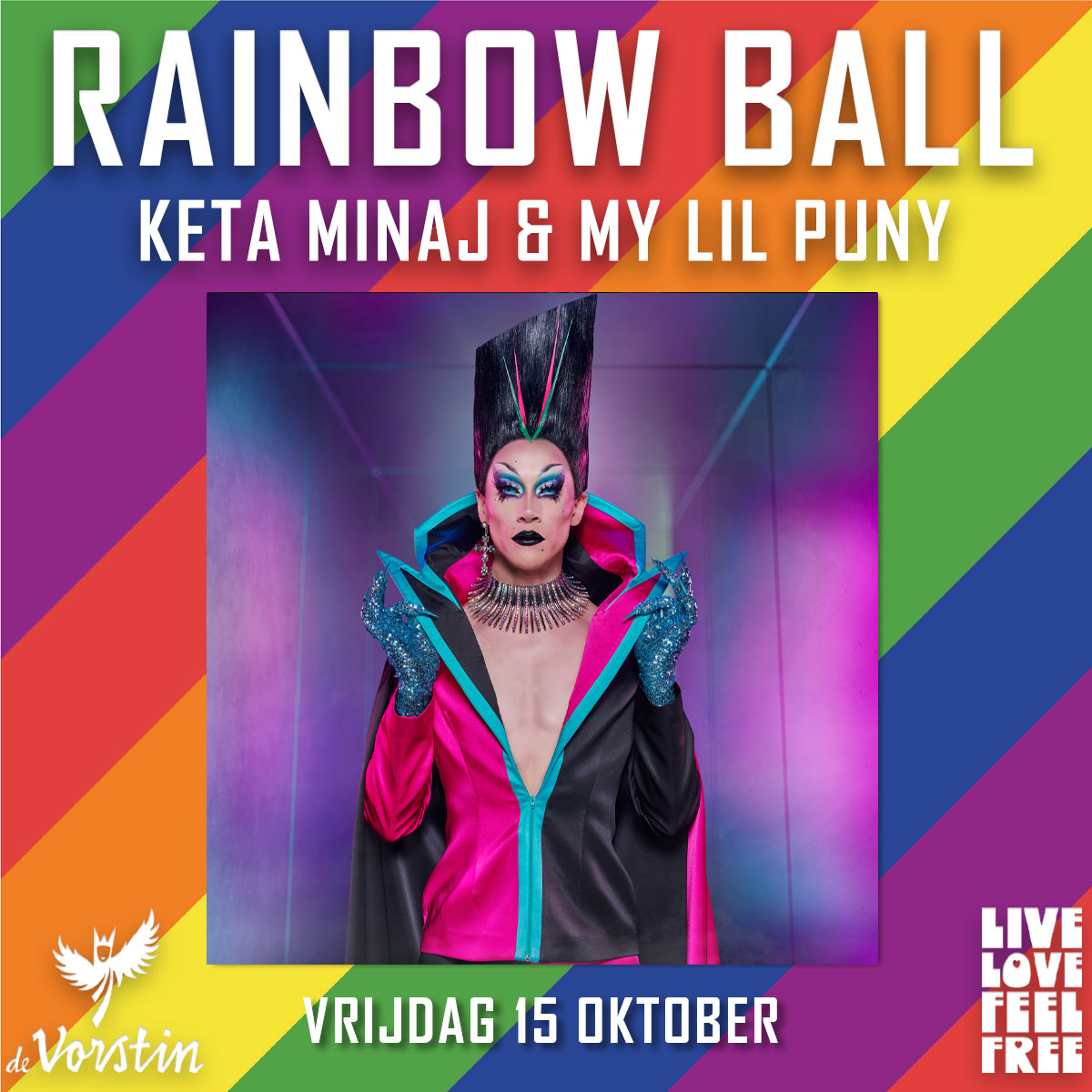 deVorstin's tweet photo. T-minus 1 day... 🚀
Morgen komen onder andere My Little Puny & Keta Minaj (bekend van #dragraceholland) optreden tijdens het Rainbow Ball in de Vorstin!
Tickets voor het Rainbow Ball vind je hier:
🎫https://t.co/PNvuIBDRPL
#dragraceholland #raibowball #lgbtqaiplus #hsum https://t.co/ZCsiRLVXvu