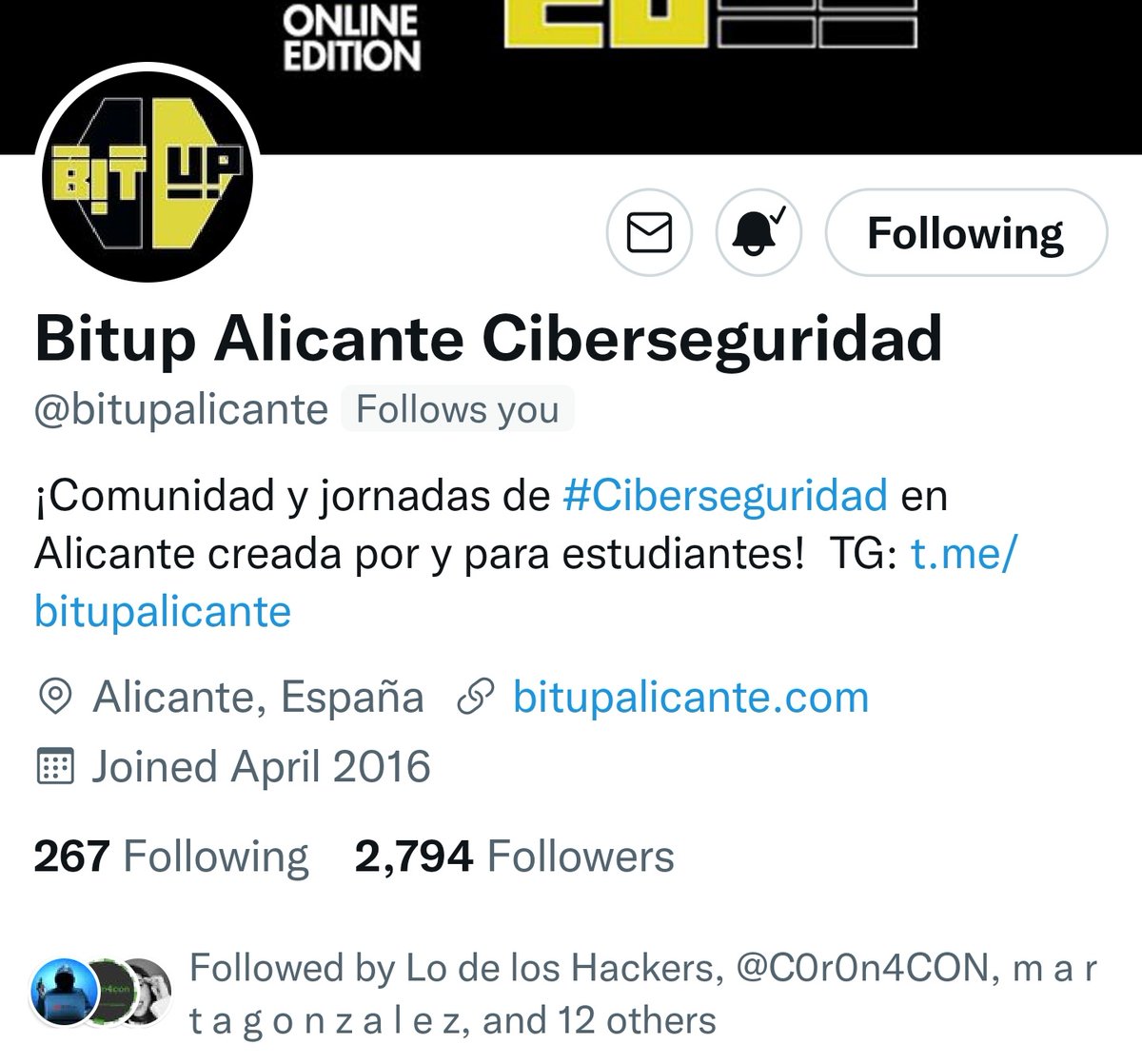 Charles_Alfa26's tweet image. A todos me emociona comunicarles que este año nuevamente estaré con nuestros amigos de @bitupalicante, con la oportunidad de darles una charla de ciberseguridad en la edición de #Bitup2021. No se lo pierdan habrán increíbles conferencias #ciberseguridad 🇲🇽🇪🇸🛡⚔ y denle follow.