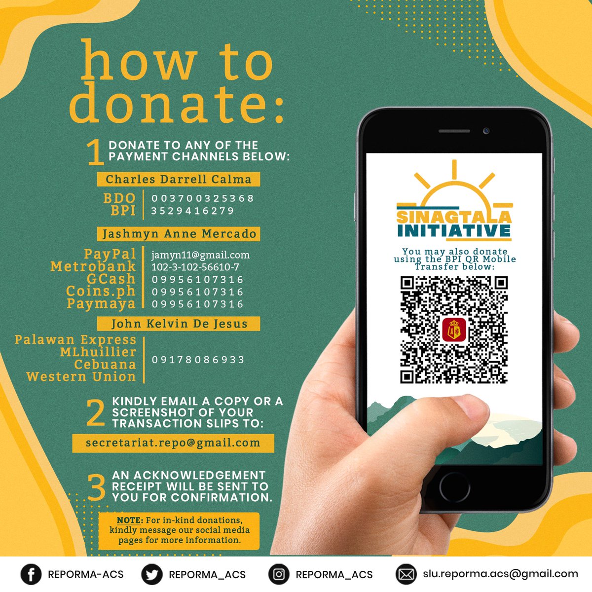 REPORMA_ACS's tweet photo. Let us continue the spirit of Bayanihan through #ProjectAgapay, a donation drive for the affected communities in Baguio and Ilocos Sur.
Message us for more information!
#SinagtalaInitiative
#ReliefPH
#RescuePH
#DonationDrivesPH
#MaringPH https://t.co/smeg9L3j2L