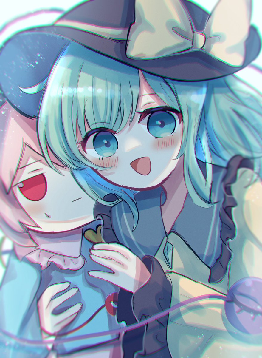 古明地こいし ,古明地さとり 「こいしちゃんとふもふもお姉ちゃん💜 #東方Project 」|ドロワ@春例え46bのイラスト