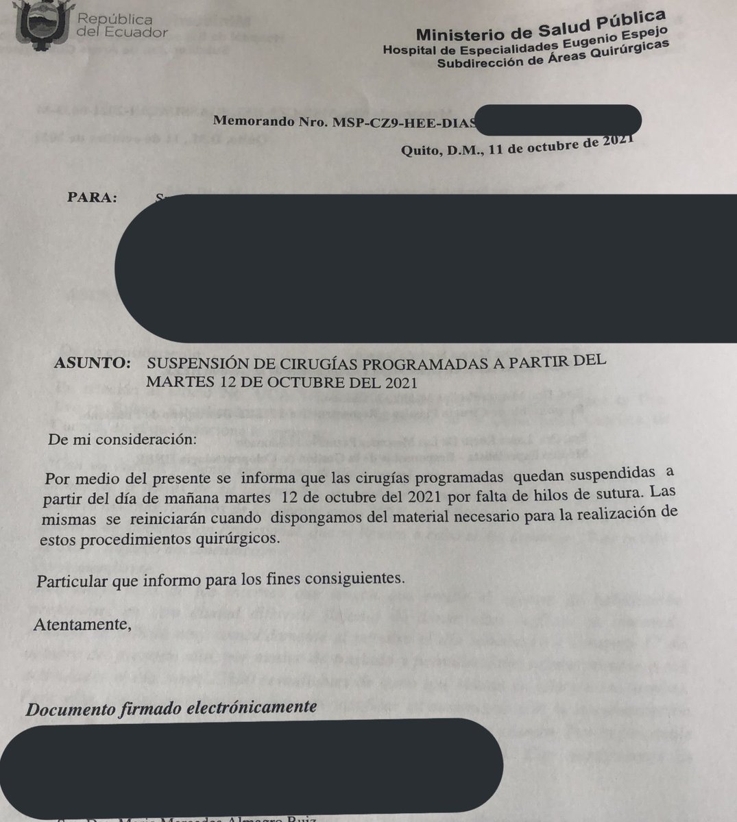 EstebanOrtizMD's tweet photo. La situación de los hospitales públicos es patética
@Lenin nos regreso a la época de Gutierrez cuando en el Hospital teníamos un frasco con sablón lleno de suturas “recicladas” y @LassoGuillermo en 5 meses aún no logra cambiar nada.
Con petróleo de 80 que falten suturas es pecado https://t.co/w3nxLsypIn