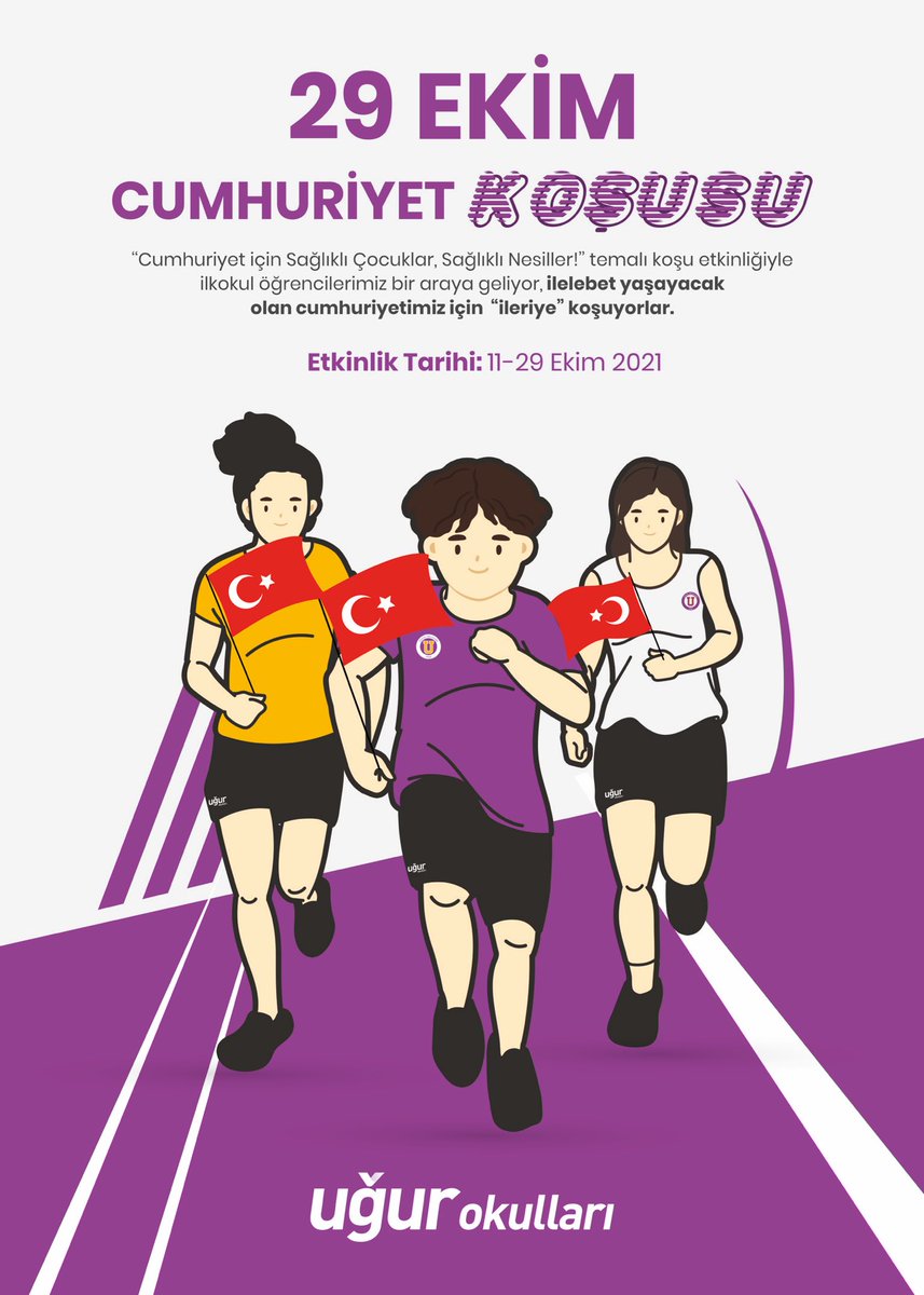 Cumhuriyet için ‘’Sağlıklı Çocuklar, Sağlıklı Nesiller’’ temalı etkinliğimizde İlelebet Yaşayacak Olan Cumhuriyetimiz için koşuyoruz.
#UğurdaAktifYaşam