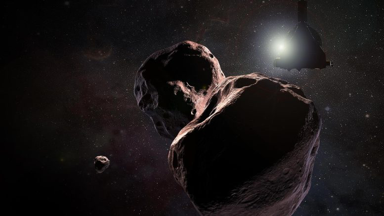 SpaceIdeas3's tweet image. Artist’s impression of the #NewHorizons spacecraft encountering a #KuiperBelt Object. Major 6-Year Search of the #OuterSolarSystem Turns Up 461 New Objects (but No Planet 9)🌟✨
