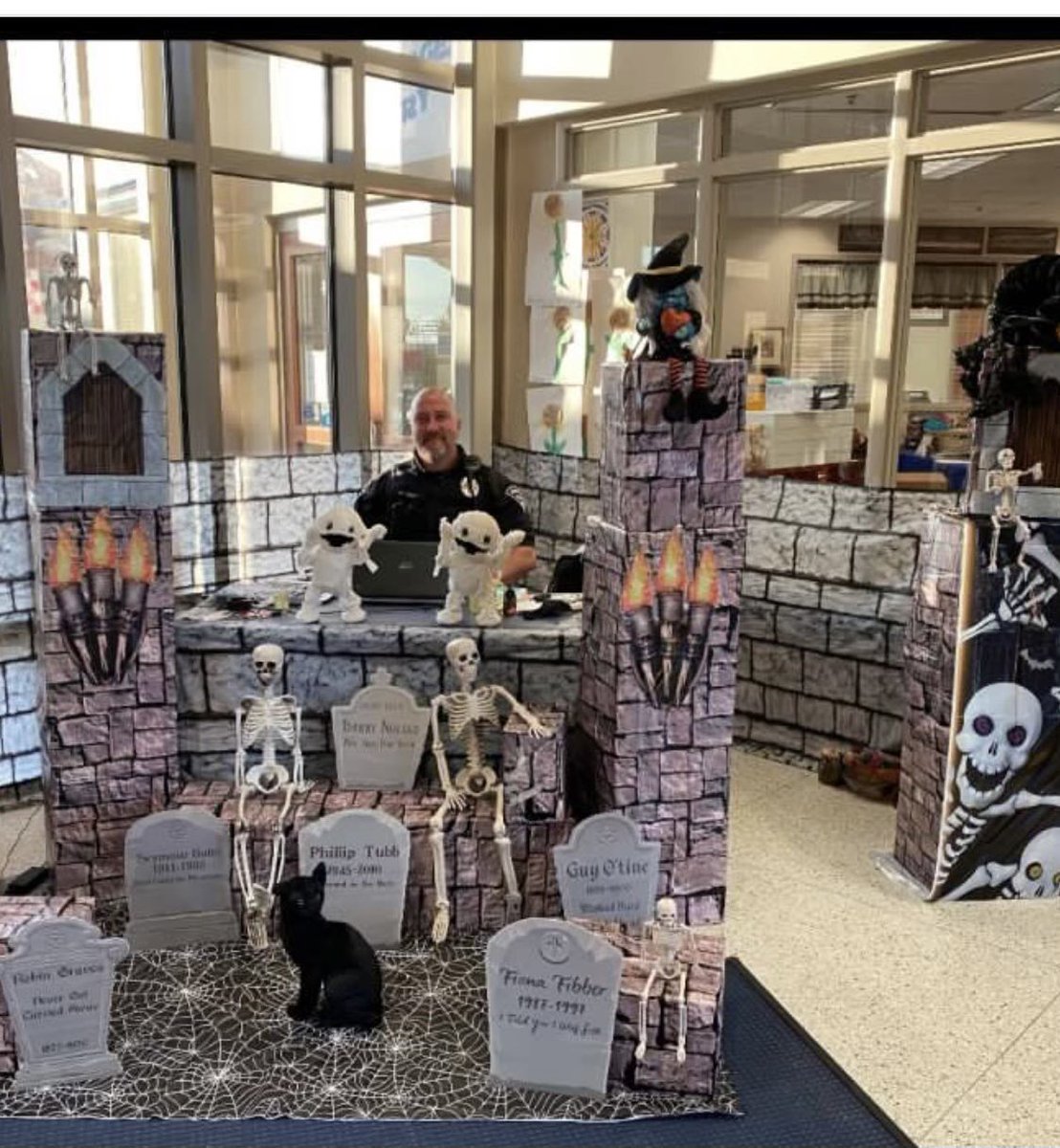 SRO Officer Rob Hession is sure delighting the students at Blue Ridge Primary School with his Halloween spirit.