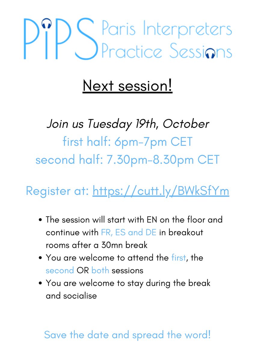 On Tuesday the 19th, on top of our usual English and French sessions, we will be opening a merged Spanish-German breakout room- don't miss out on all the polyglotic fun and a chance to work on three languages! Fill in the form and join us! ✋ docs.google.com/forms/d/1XhcpM…