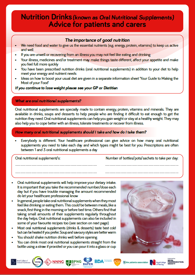 MNpathway's tweet photo. 3 supporting patient leaflets are available to support the Managing Malnutrition in the Community document https://t.co/rROZ2siApD written by our expert panel &amp; endorsed by @theRCN @rcgp @rpharms  @BDA_Dietitians @BAPENUK @NNNGUK @bpnginfo  @pcpa_org @PCSGastro @PatientsAssoc https://t.co/kMpddCC2hX