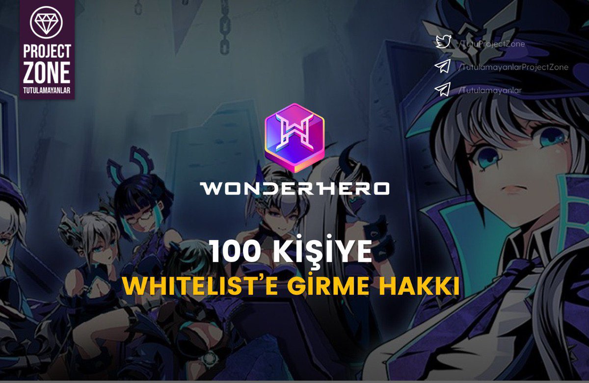 📢 <a href="/Wonderhero_io/">WonderHero</a>  dan, 100 kişiye WhiteList’e girme hakkı

Aşağıdaki adımları tamamlayarak katılabilirsiniz.

1 Katıl, t.me/wonderhero_io
2 Takip, Et x.com/Wonderhero_io
3 Beğen &amp; RT yap, swiy.io/grandquiztweet
4 Bir arkadaşını ve <a href="/Wonderhero_io/">WonderHero</a> yu etiketle
+