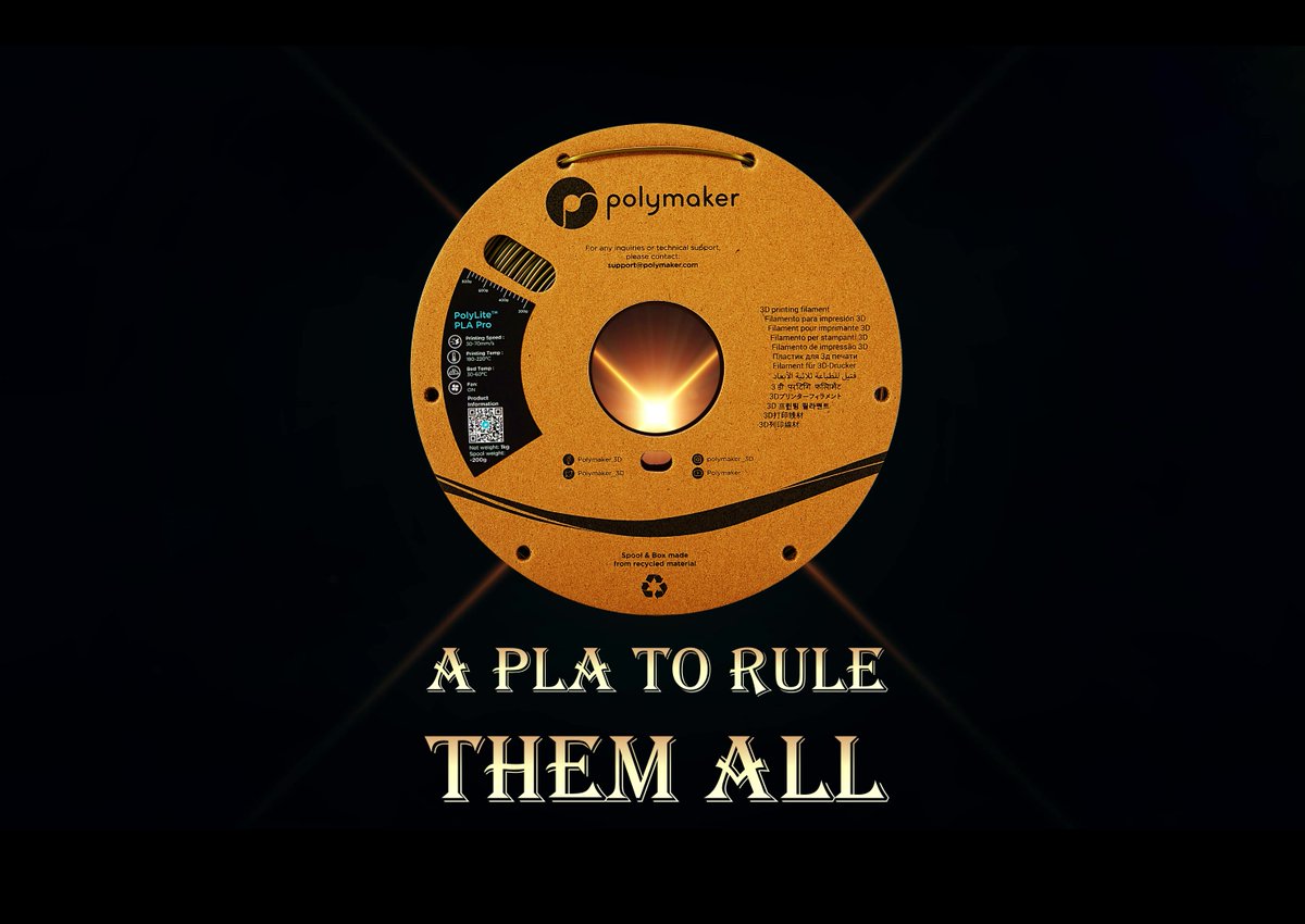 Polymaker_3D's tweet photo. NEW 3D FILAMENT:
All what you were looking for:
Its cardboard spool, its strong, its tough, its rigid, its easy to print, its precious, it is PolyLite PLA Pro
We brought PLA to a new level
https://t.co/EIMZZOPRFs
Disclaimer: Printers will NOT become invisible when loading PLA Pro https://t.co/gdCrAMebKV