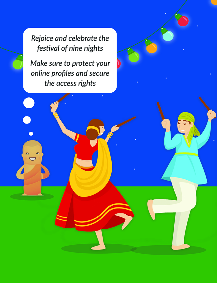 During the festival time, spend few moments to protect assets online
Do your part #BeCyberSmart
#CybersecurityAwarenessMonth #NCSAM2021 #NCSAM #CSAM #FestivalTime #Dussehra #AccessRights #OnlineProfiles #SocialMediaProfiles #DigitalIdentity #DigitalIdentities