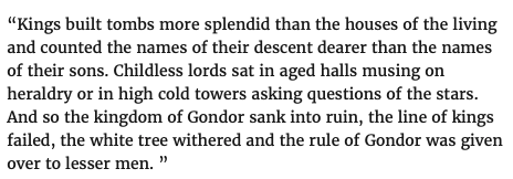 JorgeGalindo's tweet image. La lección de Gondor: el riesgo de glorificar el pasado; apropiada para este 12 de octubre.

(Vía @octavio_medina).