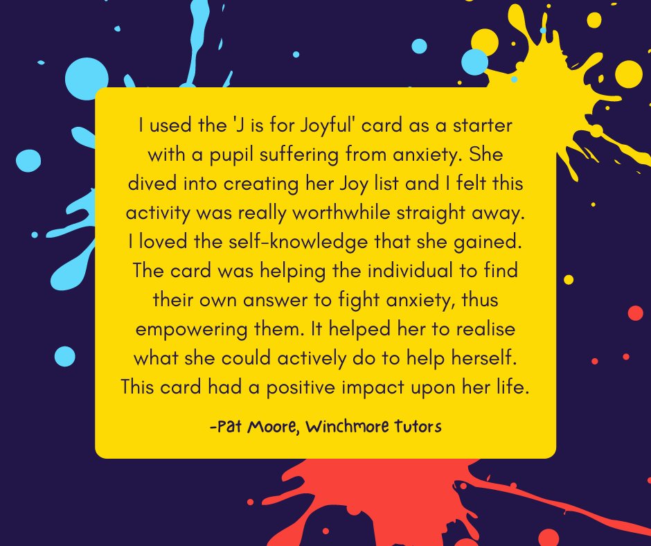 IVEBridge's tweet photo. We're so pleased with all the great feedback we've had about our A-Z wellbeing activity cards 🌈

See what Pat Moore had to say about her experience using these cards below! 

Sign up to receive a pack of A-Z cards here: https://t.co/66SqWBiEsT

@JoWellWithin #MentalHealth https://t.co/cn3sAFrlDN