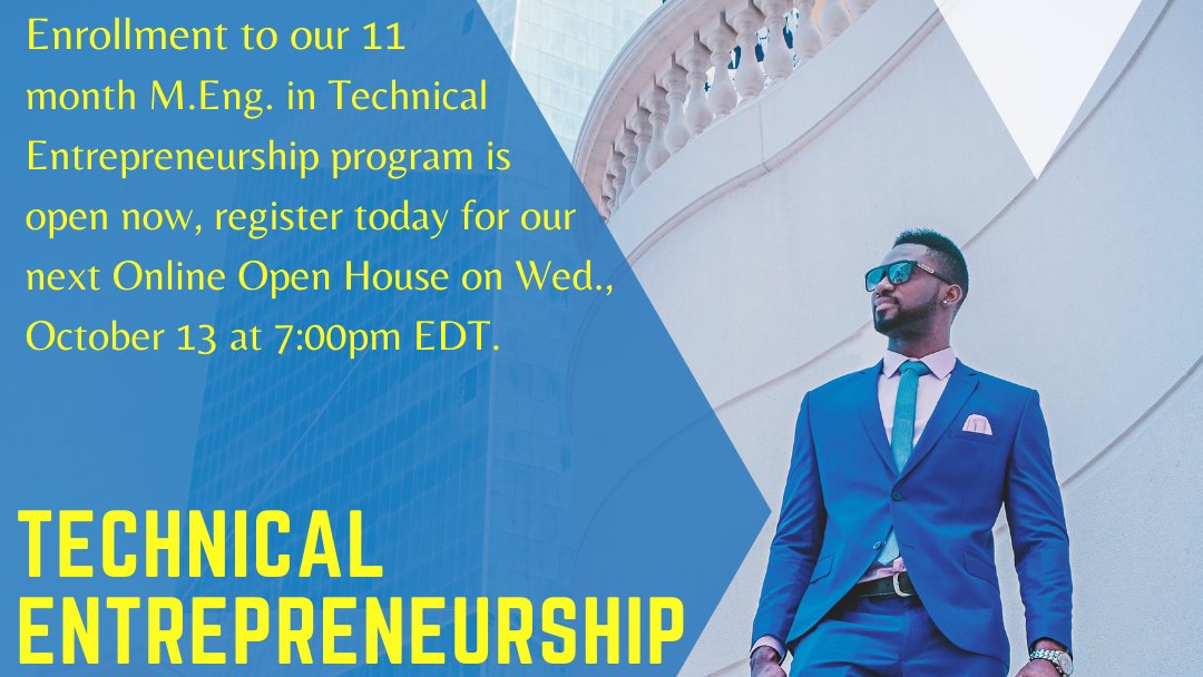 ProgramLehigh's tweet image. Sign up to learn how you can earn your M.Eng. in Technical Entrepreneurship in 11 months with our 30-credit program! WHEN: 10/13, Online  @ 7pm
Click here to register:  lnkd.in/gJjyMN7Q

#entrpreneurship #makers #innovation #highereducation #entrepreneur #mastersdegree