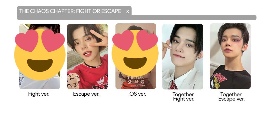 ꒰ wtb lfs txt ph only ꒱

ꔛ yeonjun foe album pcs
ꔛ budget: 350 max
ꔛ preferably onhand / stbo = OK
ꔛ pls reply or dm me for offers!

⌗ tcc fight or escape foe photocard