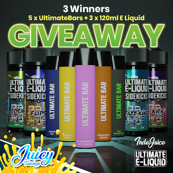 IndeJuice's tweet photo. https://t.co/GRDnNqIx4z have teamed up with @Ultimate_Juice for this weeks Juicy Tuesday! Ultimate Juice are giving 3 lucky winners the chance to win 5 X Ultimate Bars and 3 gorgeous Shortfills. 

1. Like &amp; Retweet
2. Follow @Ultimate_Juice &amp; @IndeJuice 
3. Tag your Friends https://t.co/7PFTZCF15I