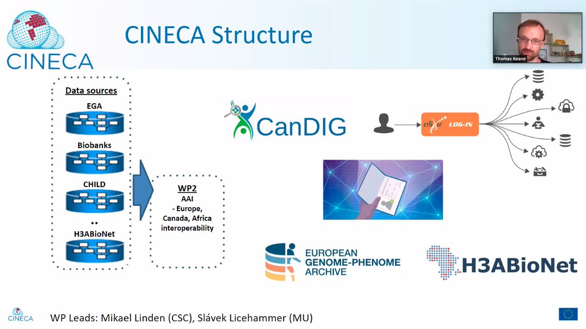 CinecaProject's tweet photo. @drtkeane discussing how @CinecaProject is leveraging existing resources & deploying @GA4GH standards to enable human cohort interoperability #GA4GHConnect https://t.co/FfO5RTGIn6