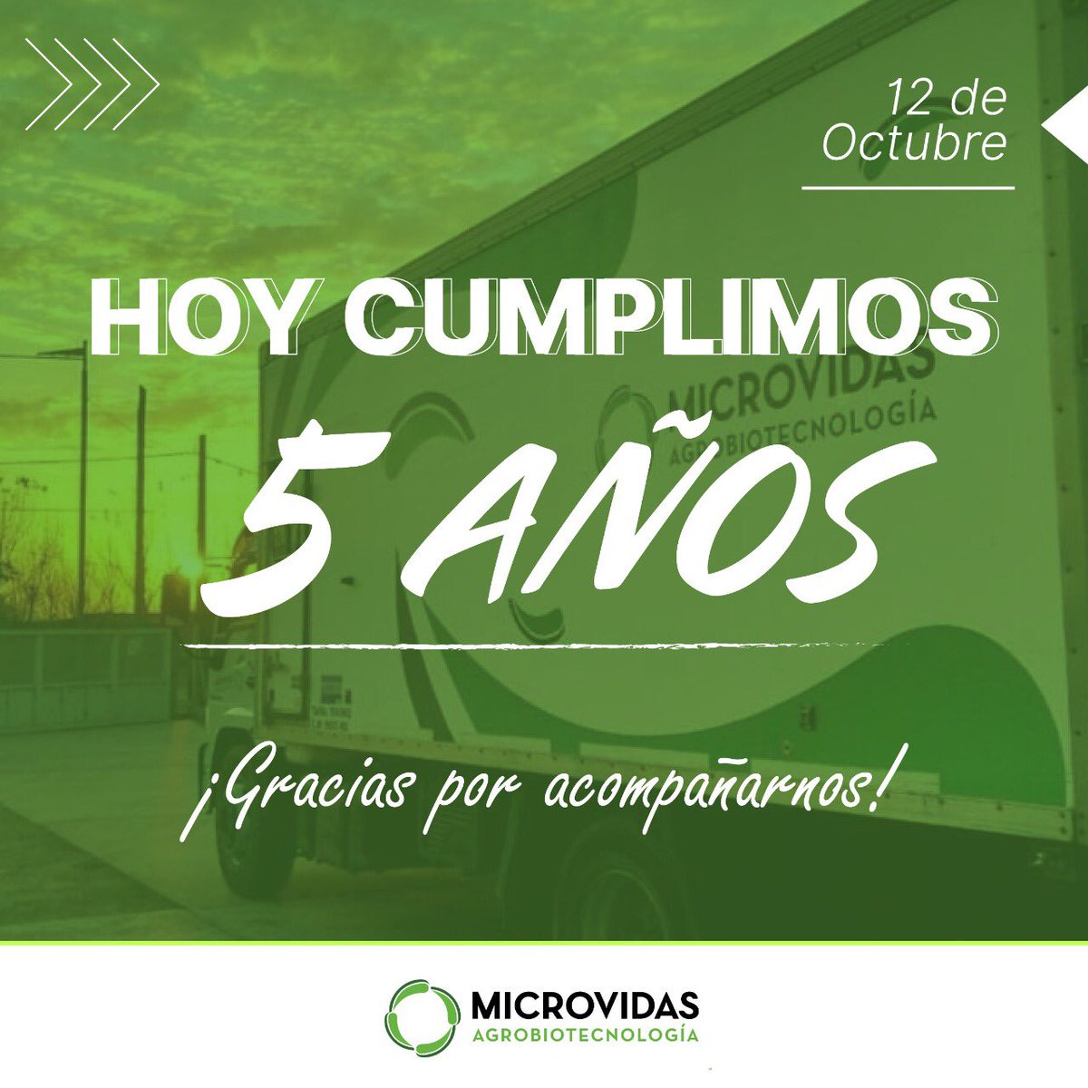 Hoy es nuestro aniversario número 5. 🙌🏻🙌🏻

¡ Gracias por acompañarnos !

🌿Microvidas #agrobiotecnología