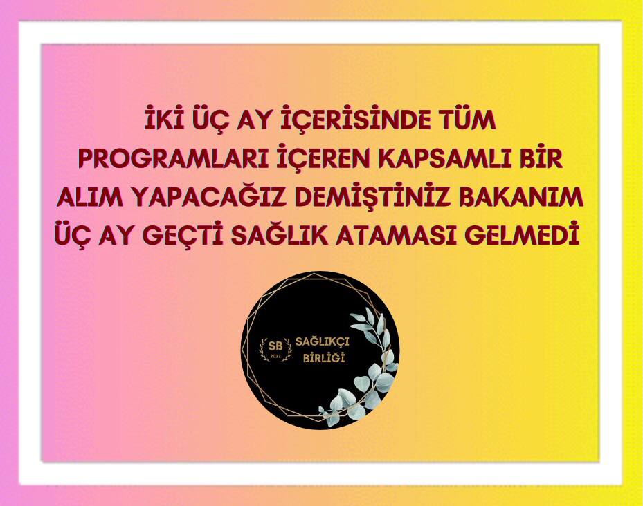 GulerTds2's tweet photo. 720 bin sağlıkçı 11 aydır atama bekliyor. Bizde müjdemizi artık duymak isitiyoruz sn  @drfahrettinkoca Hakkımız olan atamayı istiyoruz.

@RTErdogan 
@drfahrettinkoca 
#Atamasız11AyNeDemekSnKoca https://t.co/HPRT9UQ6KT