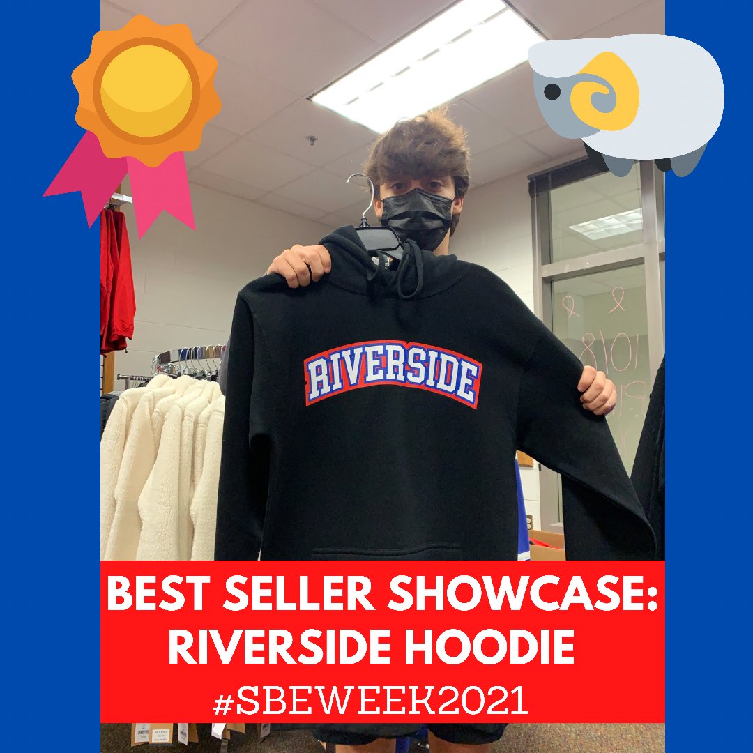 DAY 2: BEST SELLER SHOWCASE🔥🔥 Our black Riverside sweatshirt has been a hit all year! #deca #decasbe #rvhsdeca #rvhs