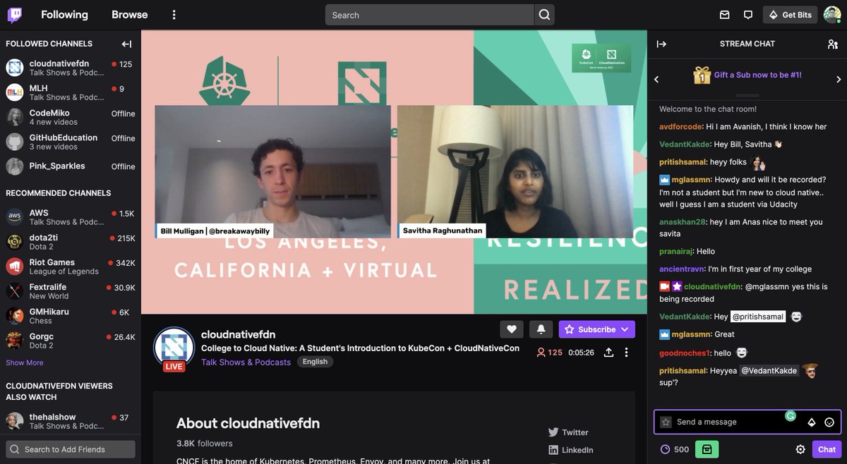 'College to Cloud Native: A Student's Introduction to KubeCon + CloudNativeCon'

If you're interested in this session by @breakawaybilly and @coffeeartgirl, tune in to cloudnativefdn twitch🚀

link: twitch.tv/cloudnativefdn

#KubeCon #CloudNativeCon