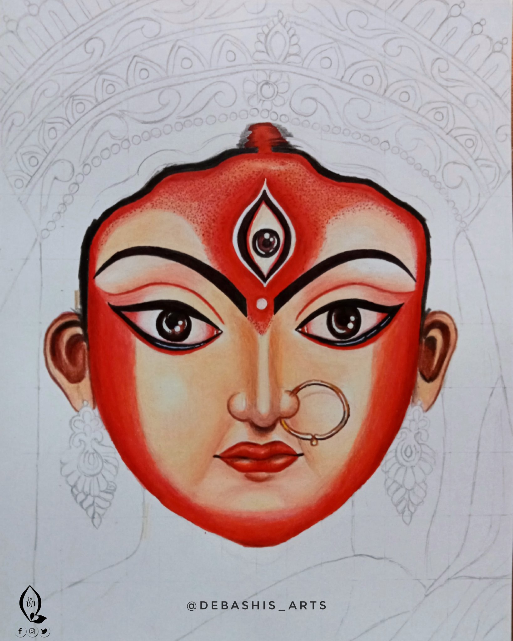 Durga Puja Drawing Easy Step by Step For KidsBeginners