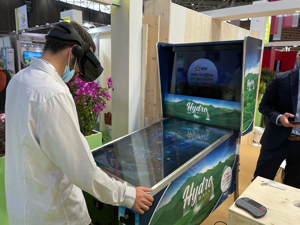 FlipperVr's tweet photo. Présentation Flipper VR au salon international Pollutec à Lyon avec la version Hydro Ball EDF du 12 au 15 Octobre. Venez nous voir stand L105 Hall 4 pavillon Occitanie #vr #flippervr #pollutec #edf  #frenchtech #otidea #seriousgaming https://t.co/fkKC9WuB6A