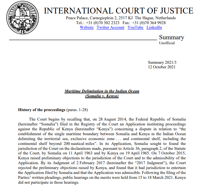 CIJ_ICJ's tweet photo. READ HERE: the summary the #ICJ Judgment on the merits of the case concerning Maritime Delimitation in the Indian Ocean (#Somalia v. #Kenya) https://t.co/7zW2ZlmDln https://t.co/P1nskhJyoe