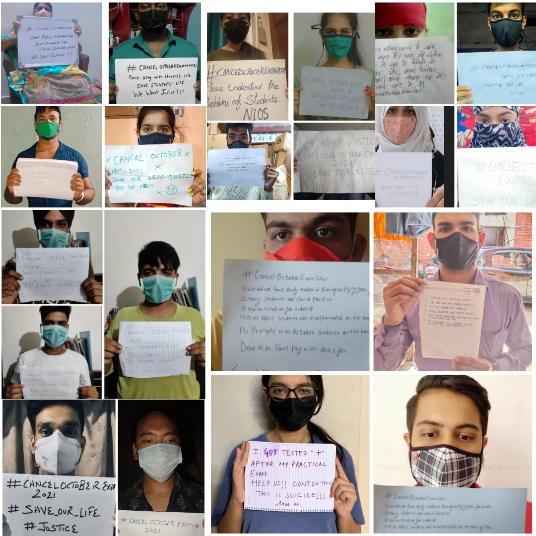 Vipsharmasam's tweet photo. Nobody supporting #niosstudents but we will fight against this injustice with us why @niostwit harshing all of us we have family behind us who will allow their children for a suicide please #cancelOctoberexam2021 save our life's 😢😢😢😢 https://t.co/Lrt83B3IUS