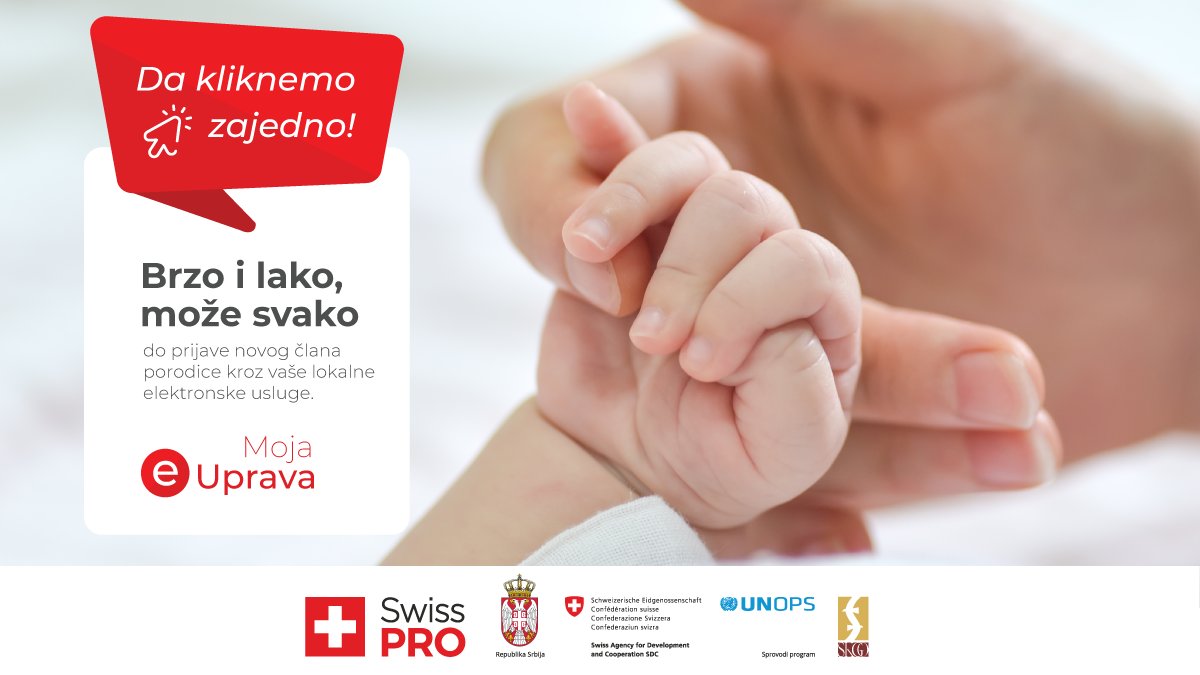 PRO_Programme's tweet photo. Elektornska usluga eBeba omogućava svim roditeljima da bez odlaska u opštinu i potpuno besplatno prijave novorođenče već u porodilištu. 
Više na 👉 https://t.co/RCOvtz4UjX 👶
#DaKliknemoZajedno #eUprava #eUsluge #eBeba https://t.co/MY2nXjt4e9