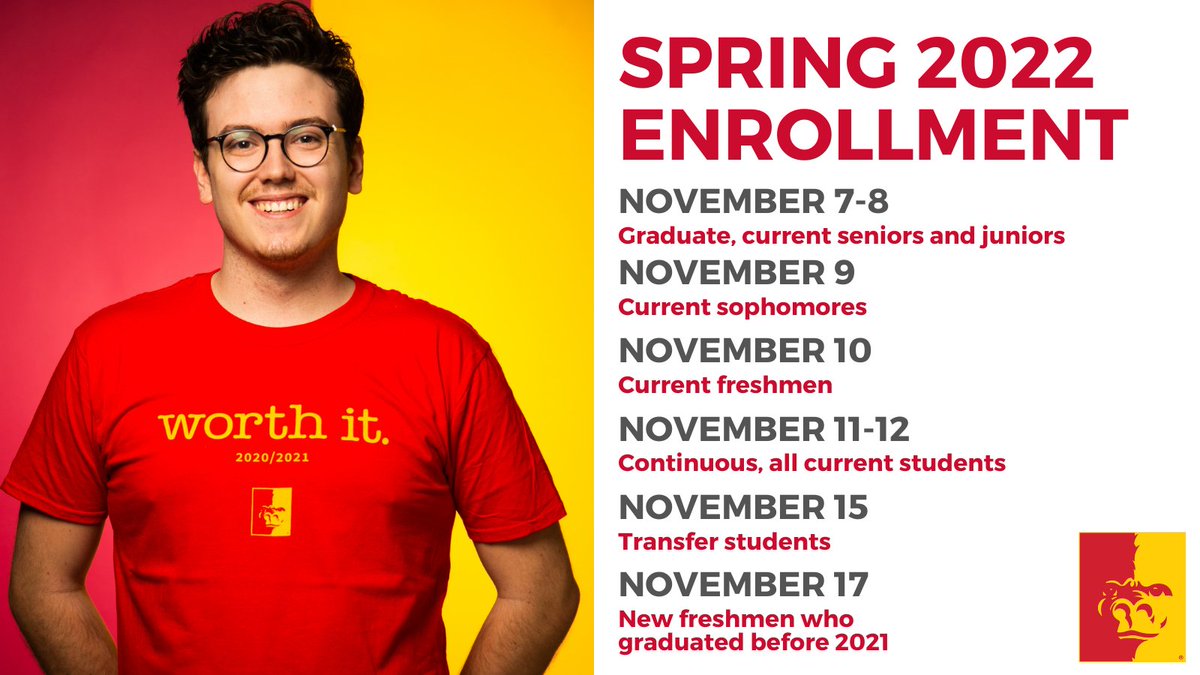 STUDENTS: get squared away from spring 2022 - check out the schedule of courses at pittstate.edu, and mark your calendars for enrollment!