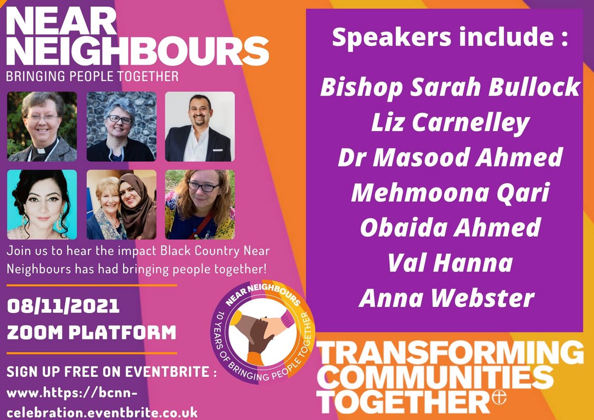 Near Neighbours nationally is 10 years old!! Join us on 8th November at 10am to hear about all the work in the Black Country since 2014. Sign in on eventbrite :   bcnn-celebration.eventbrite.co.uk