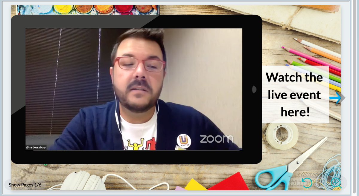 globalmaker's tweet photo. Who doesn't love @mrdearybury?! He is sharing some awesome ways to bring play into your classroom! Thank you for being a part of #GlobalMaker Day!!! Check out our live event now! @JuliePJones we hope you are feeling better!!! https://t.co/SStx5goZNc https://t.co/fmMHPLYFtS