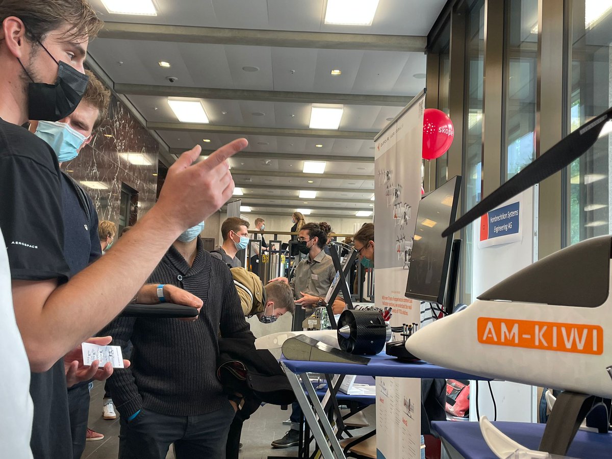 DufourAero's tweet photo. Perfect first day for @DufourAero  at @ETH AMIV Kontakt.21. Many students interested in tiltwing design and associated vision of sustainable aviation. For those who missed the chance - we'll still be there tomorrow!

#eth #AMIV #innovation #mavt #vtol #drones #aerospace #students https://t.co/aifzodwZve